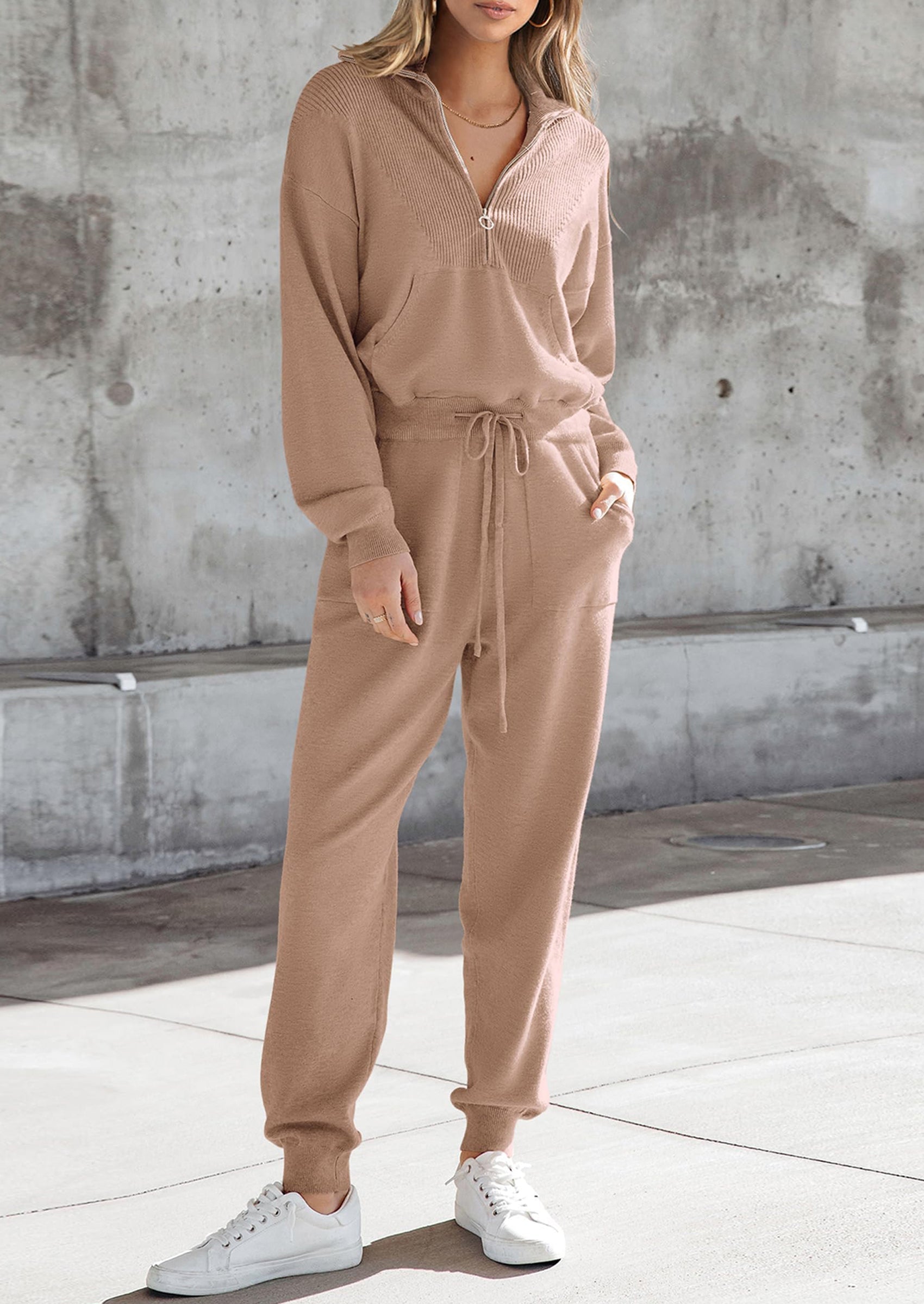 Chichi Women's 2 Piece Sweater Set Pullover Zip Up Sweatshirt Jogger Sweatpants Tracksuit Casual Outfit