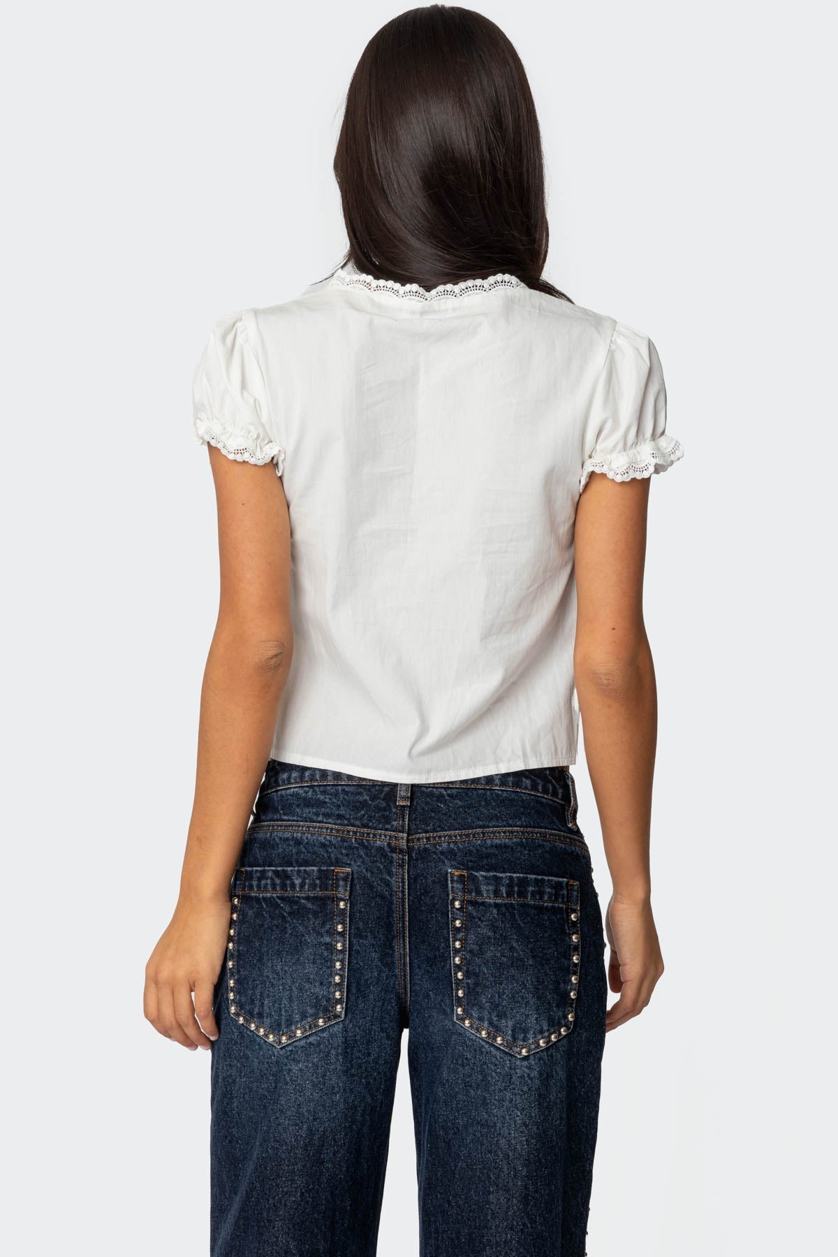 Clementine | Lace Tie Top White