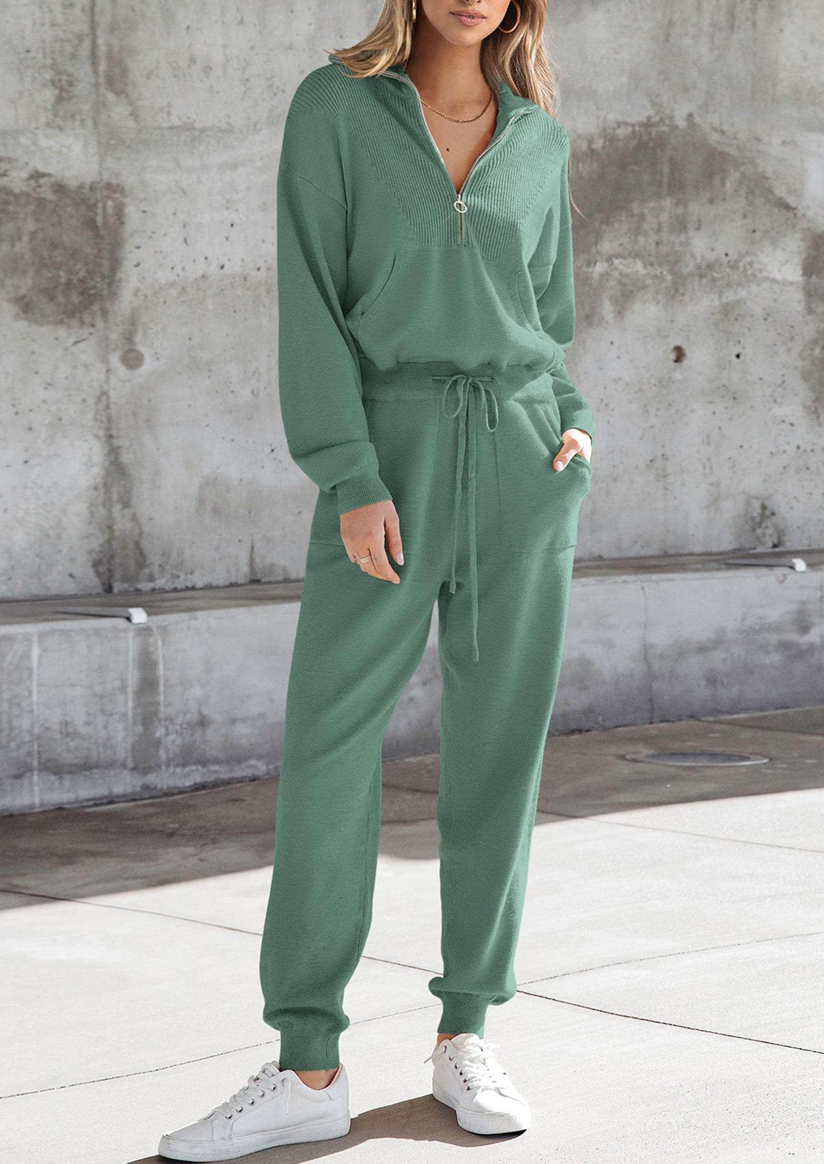 Chichi Women's 2 Piece Sweater Set Pullover Zip Up Sweatshirt Jogger Sweatpants Tracksuit Casual Outfit