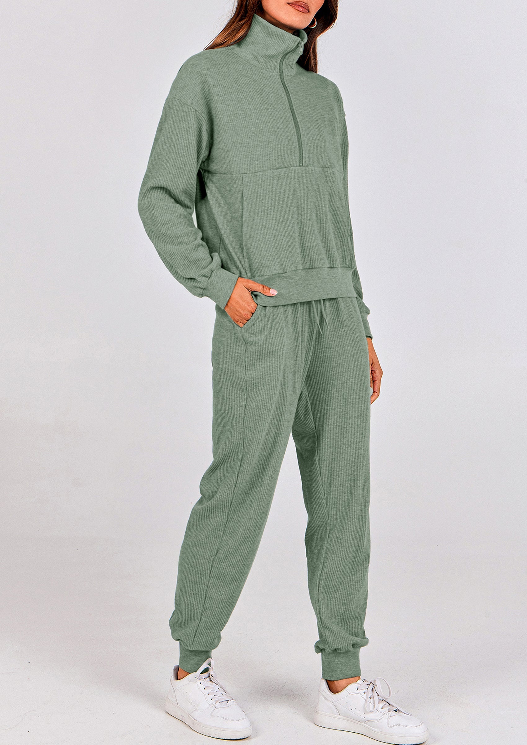 Chichi Women's Fall 2 Piece Lounge Sets Zip Up Sweatshirt Jogger Pants Sweat Track Suits Travel Outfit Winter Clothing Light Blue
