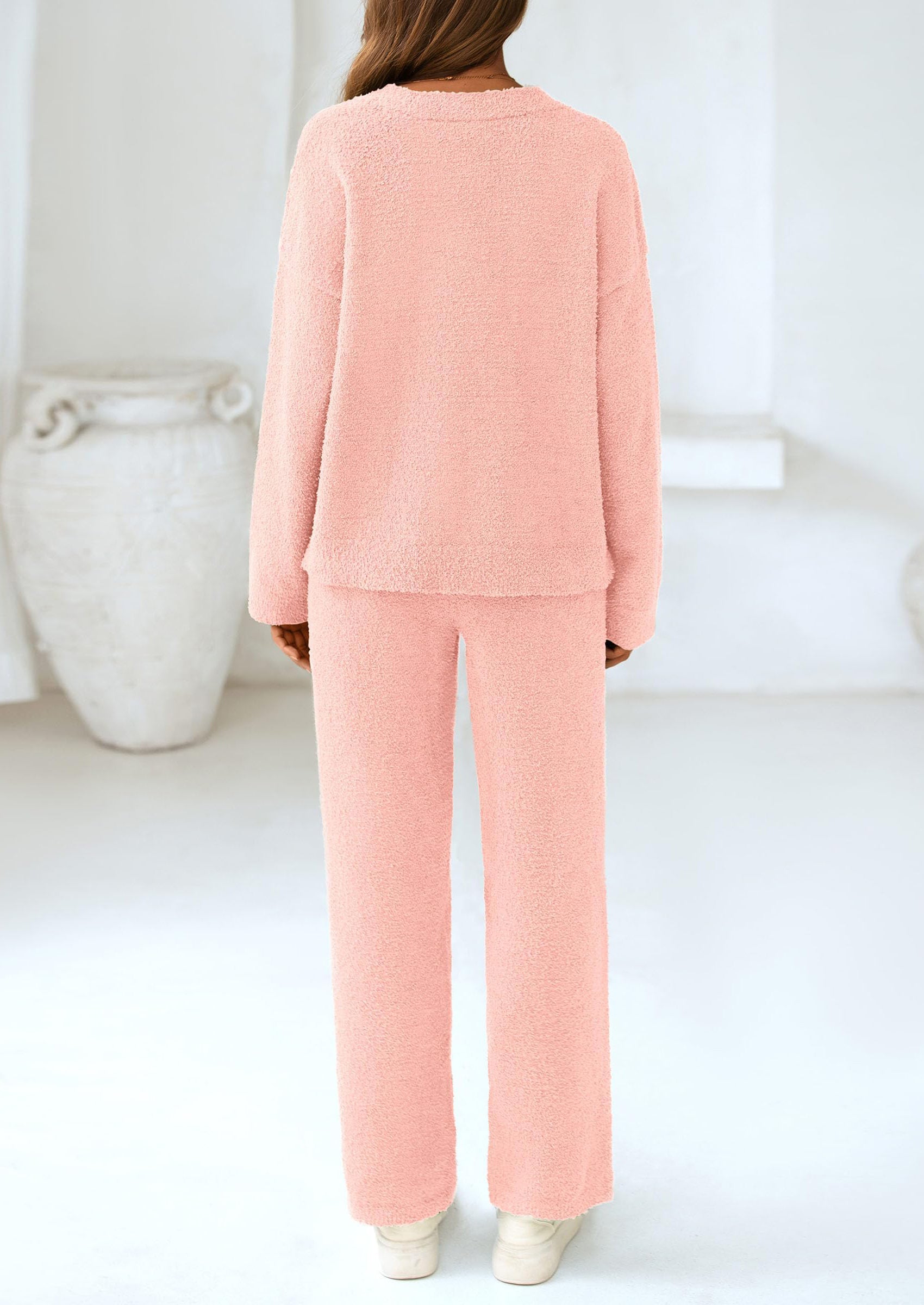 Chichi Lounge Sets for Women Two Piece Sweaters Pajama Set Fall Fashion Loungewear Outfits Matching Winter Clothes Light Grey