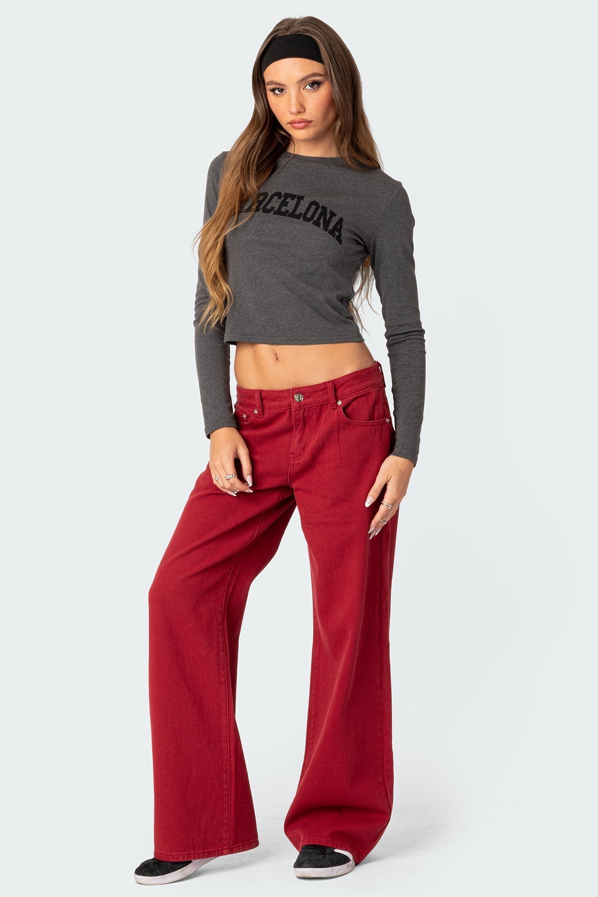 Eira | Red Low Rise Jeans Red