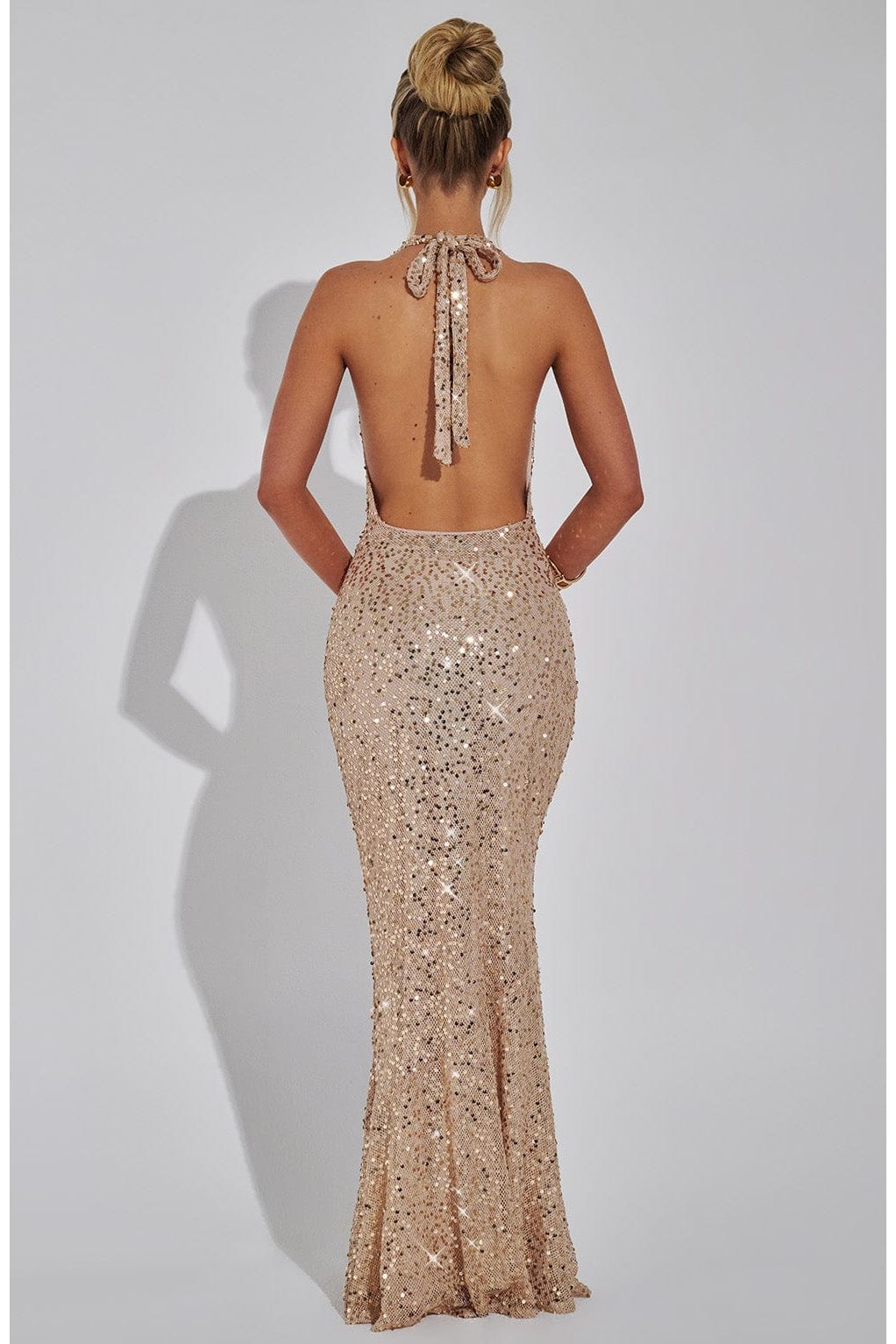 Ruby | Glitter Maxi Dress Nude