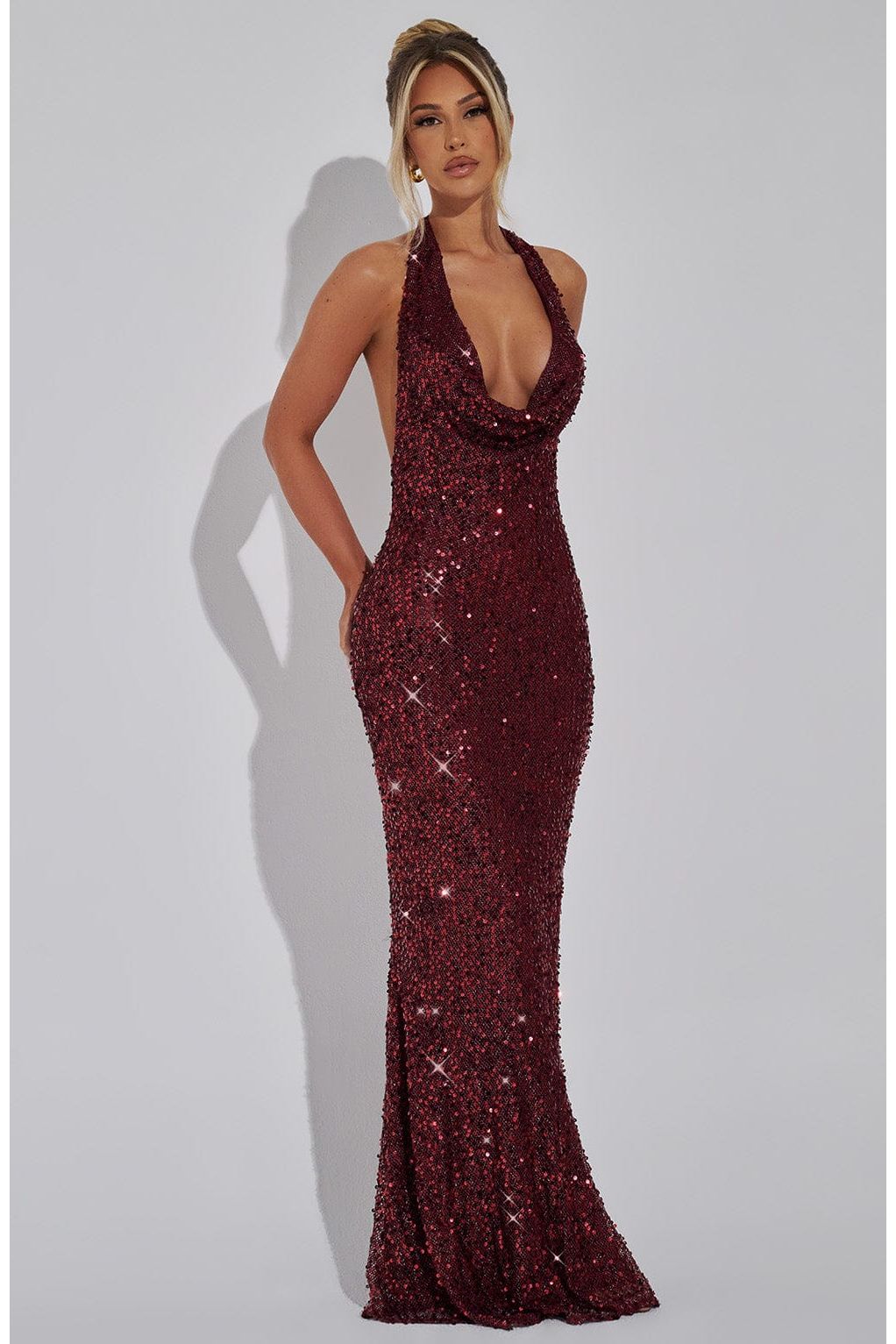 Ruby | Glitter Maxi Dress Wine Red