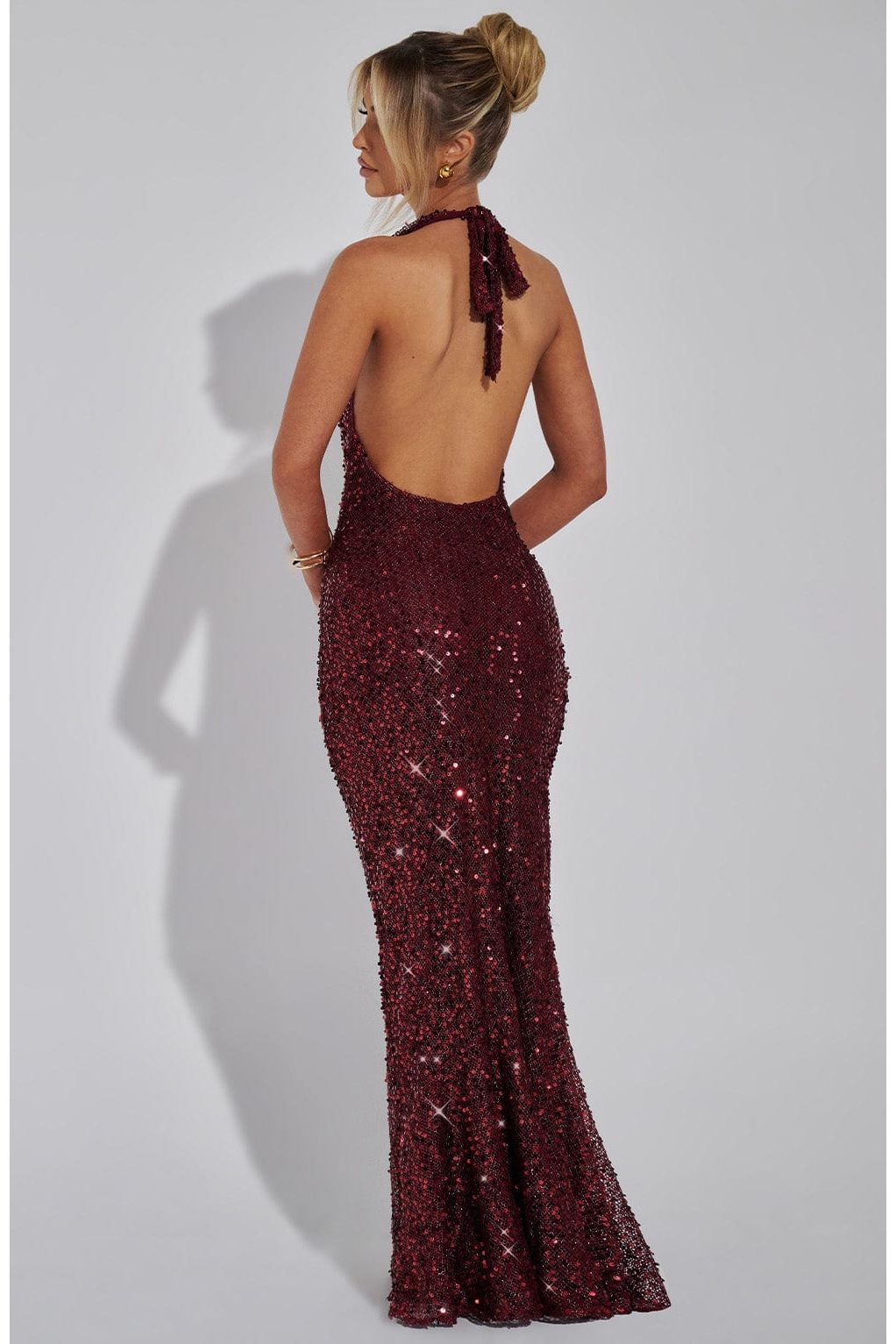 Ruby | Glitter Maxi Dress Wine Red