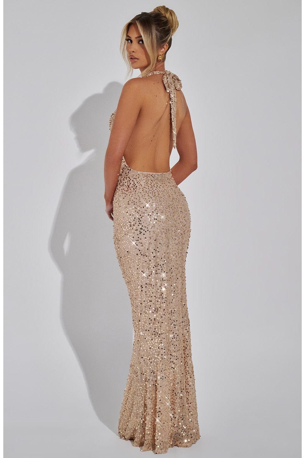 Ruby | Glitter Maxi Dress Nude