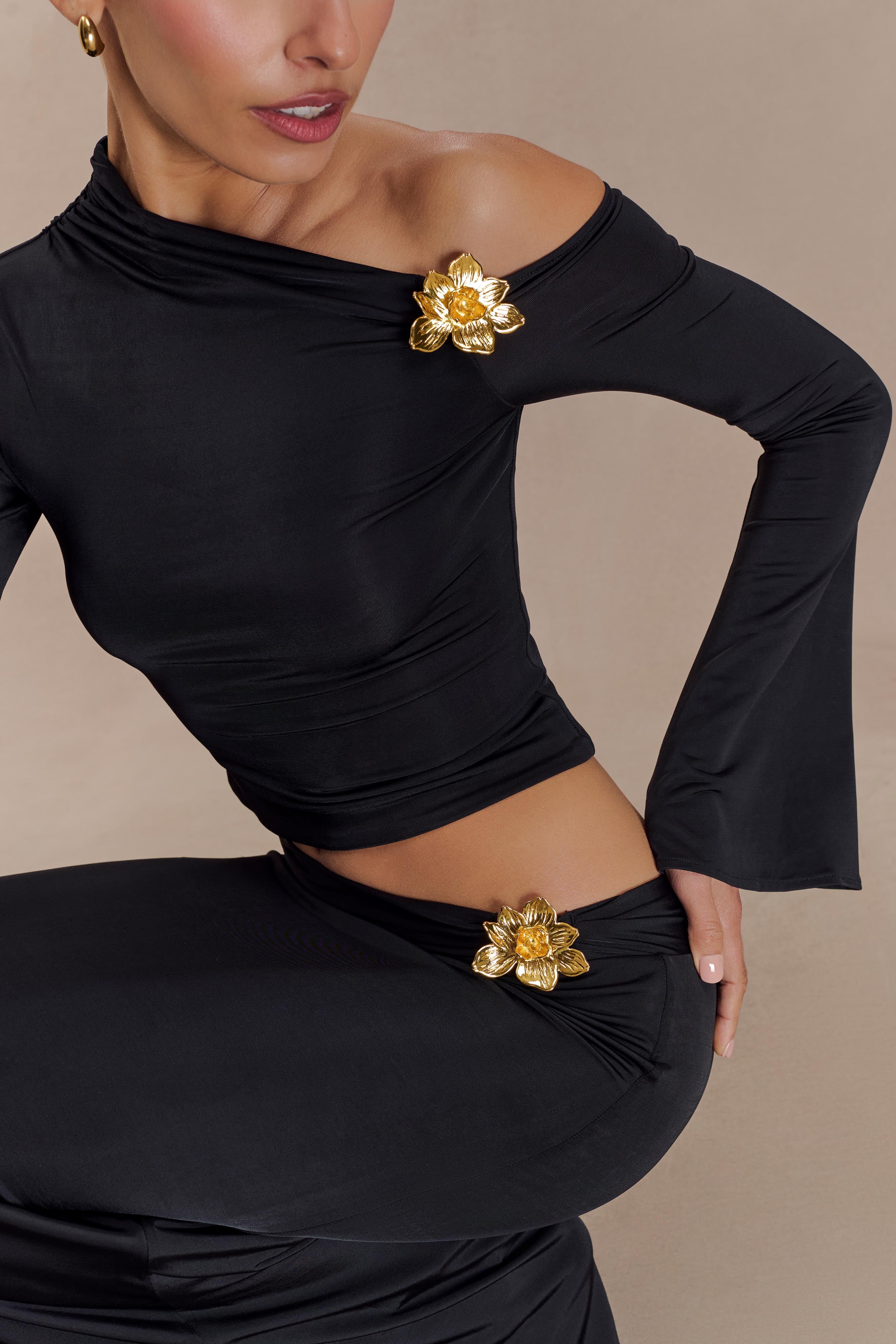 Saphina | Floral Two-Piece Set Black