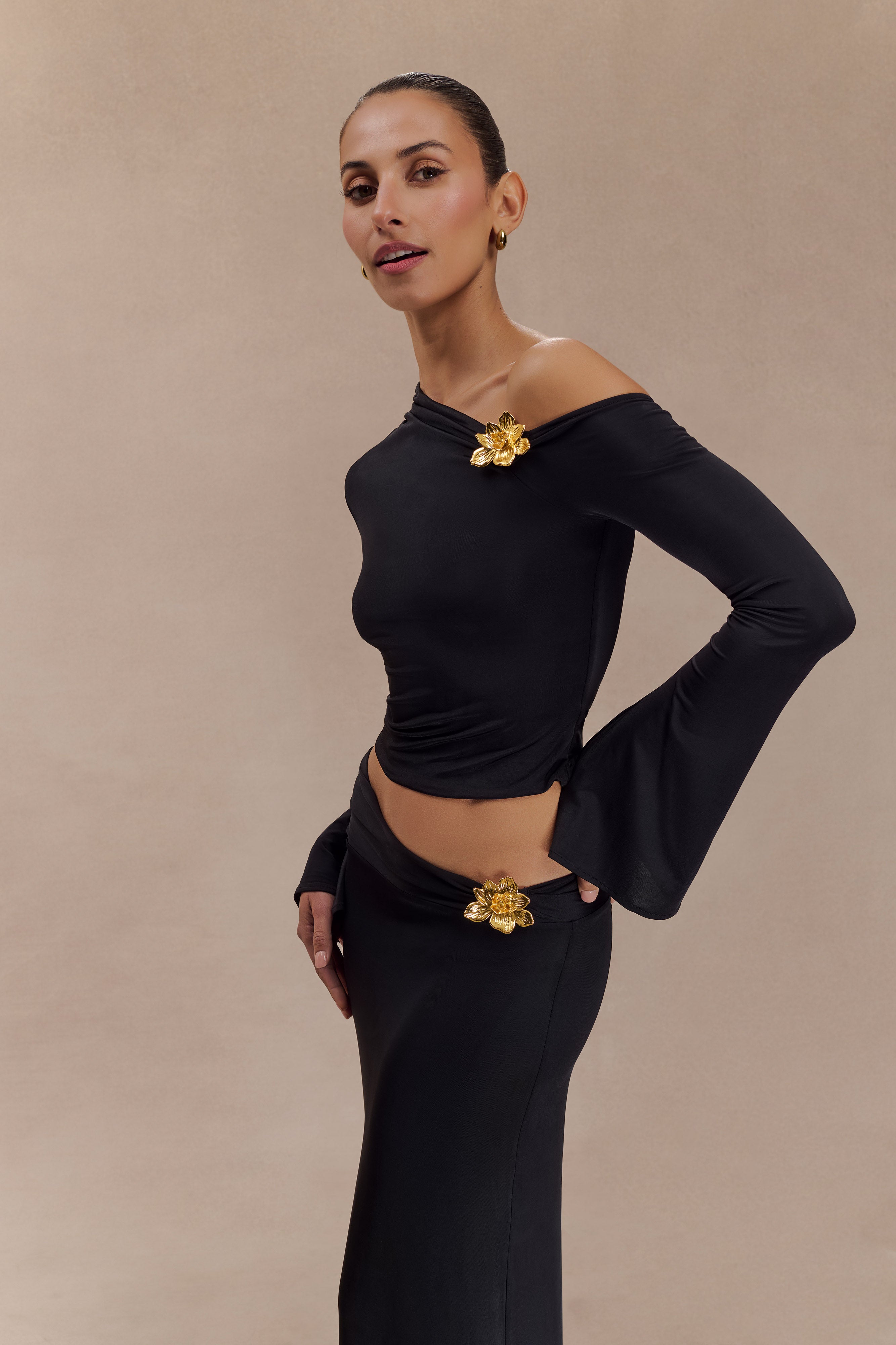 Saphina | Floral Two-Piece Set Black