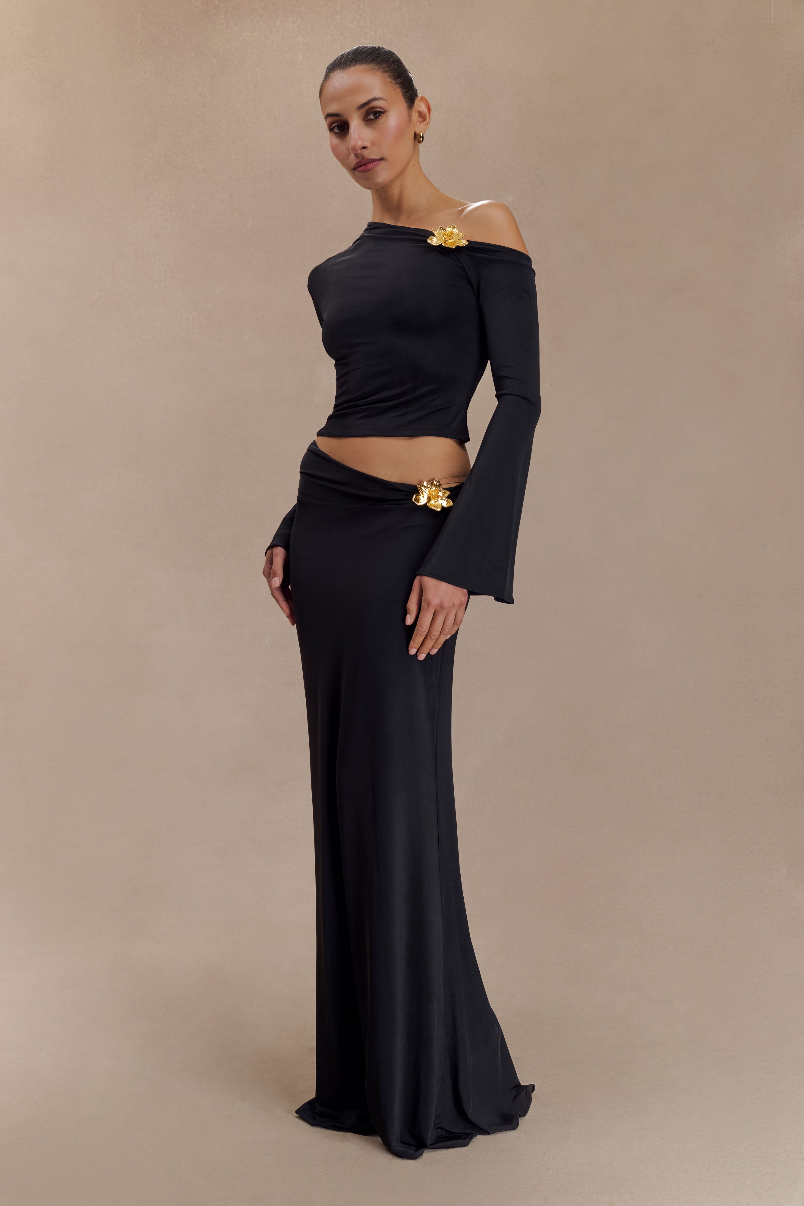 Saphina | Floral Two-Piece Set Black
