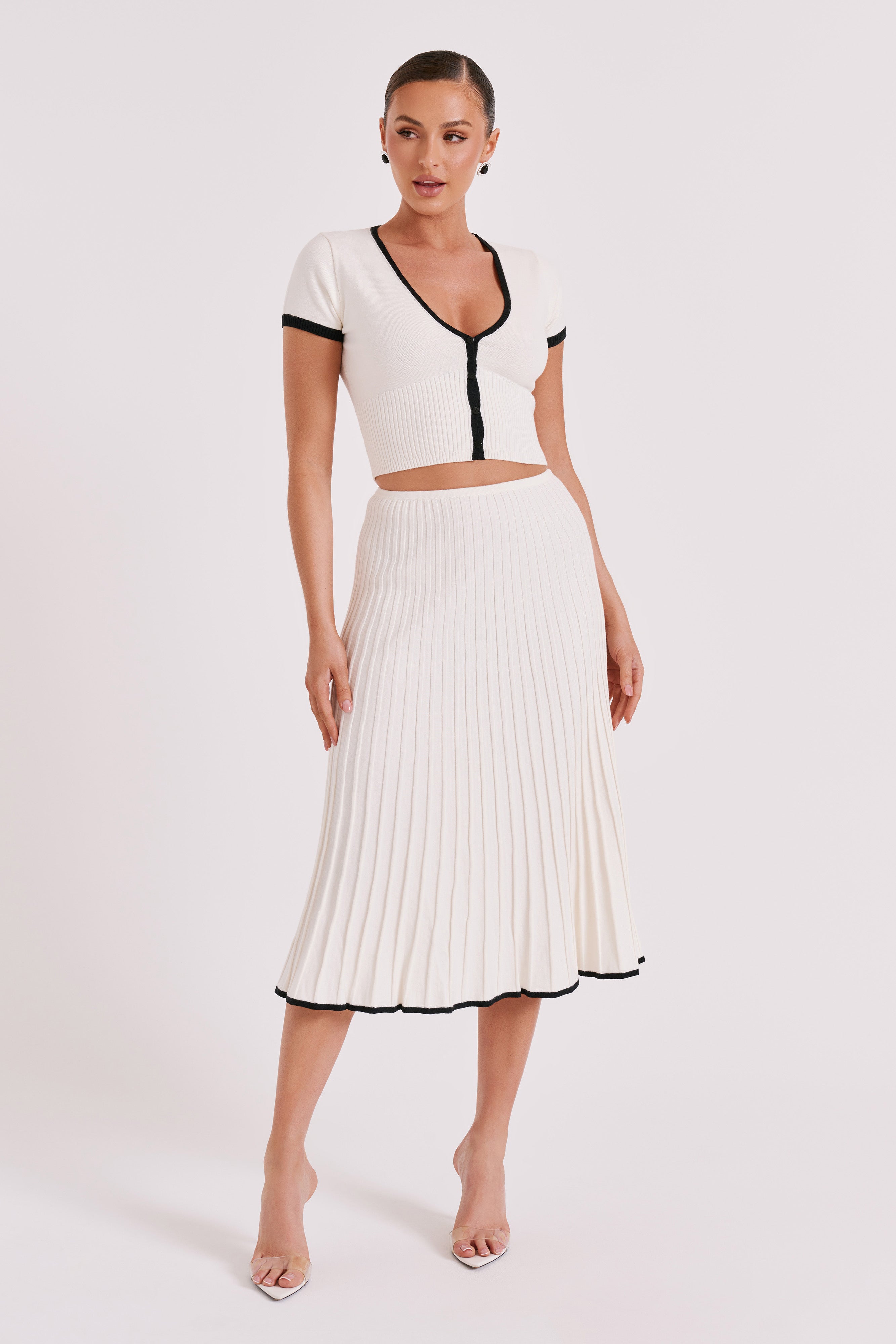 Cassia | Elegant Midi Two-Piece Set White