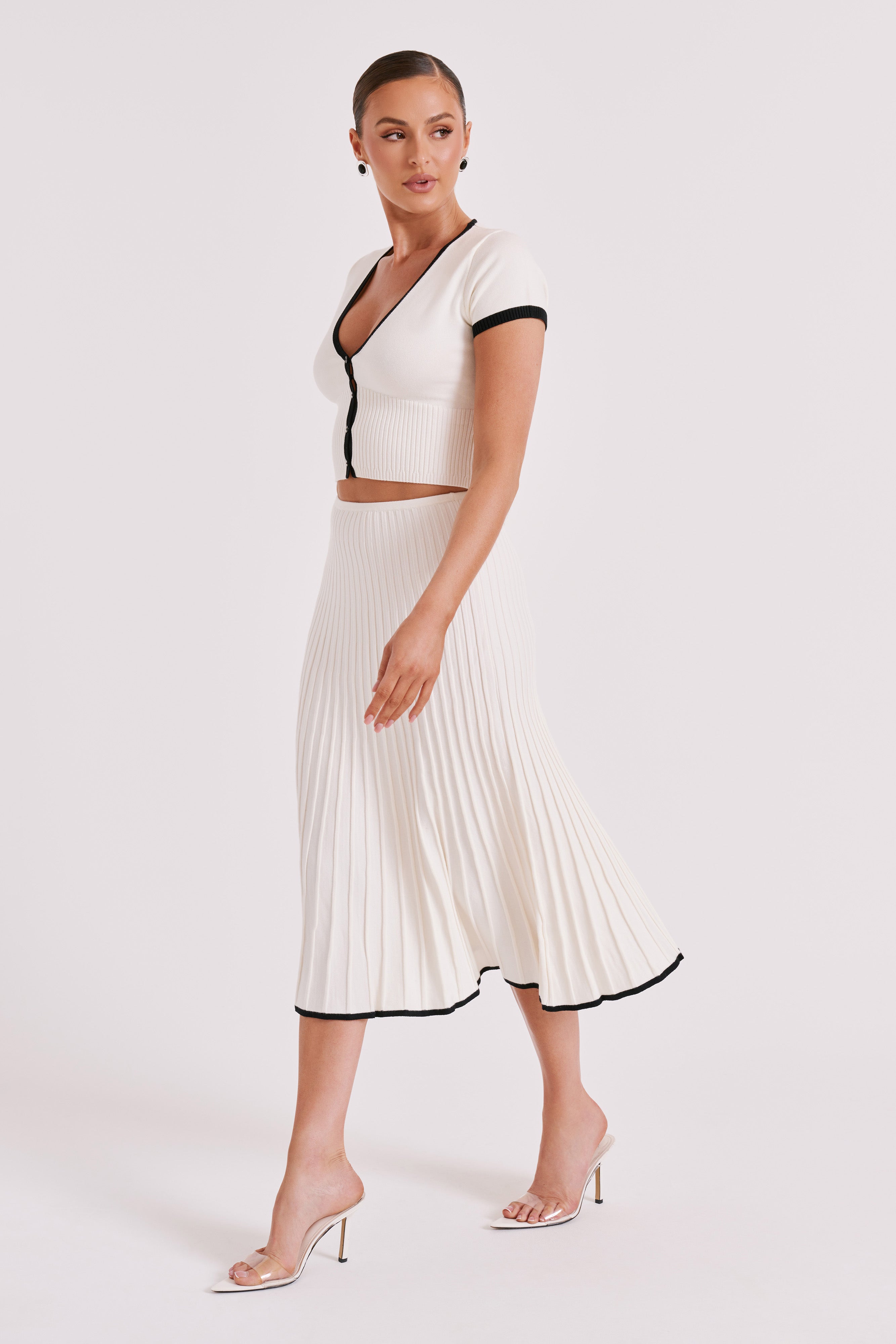Cassia | Elegant Midi Two-Piece Set White