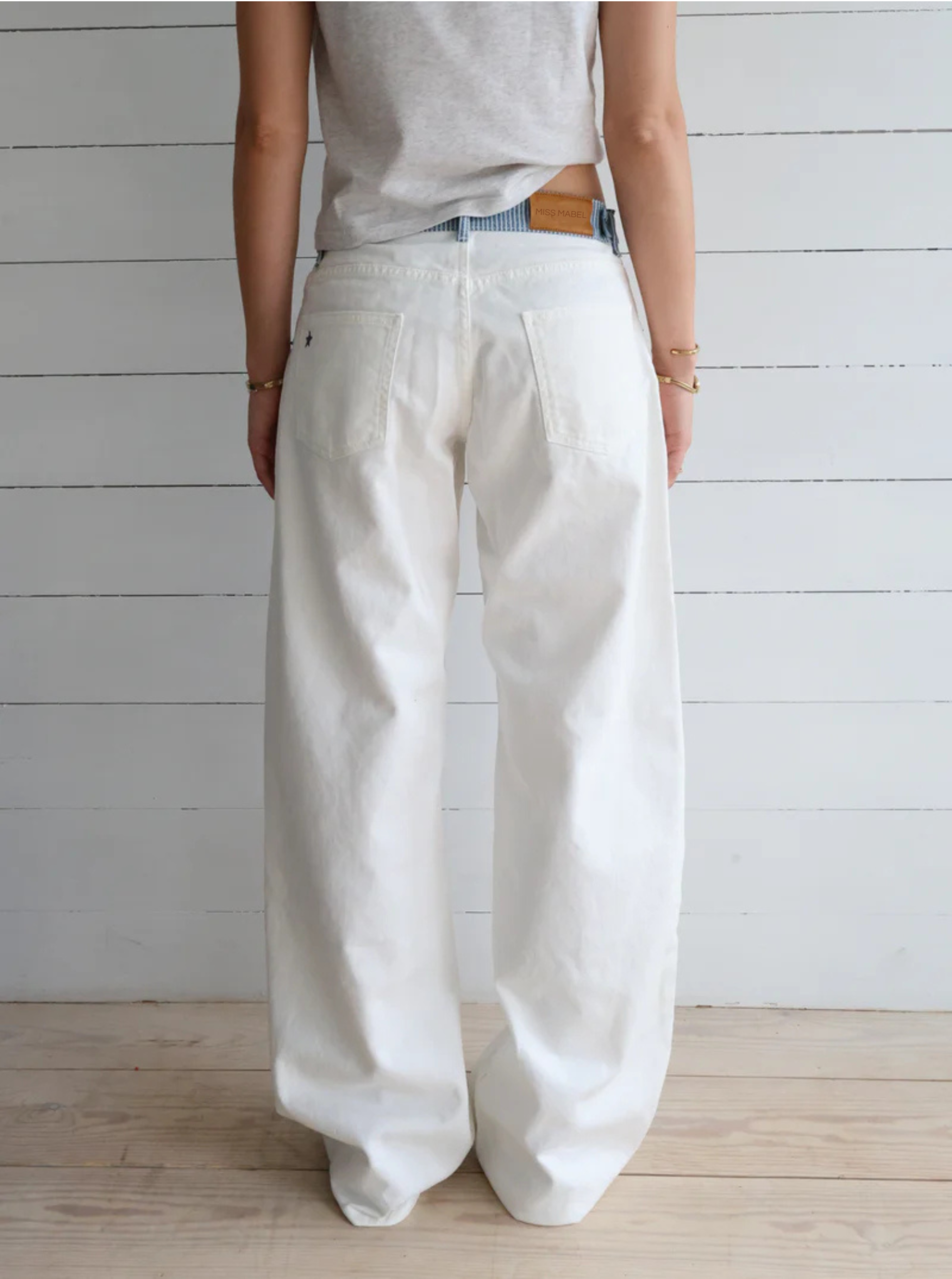 Milly | Striped Relaxed Jeans White