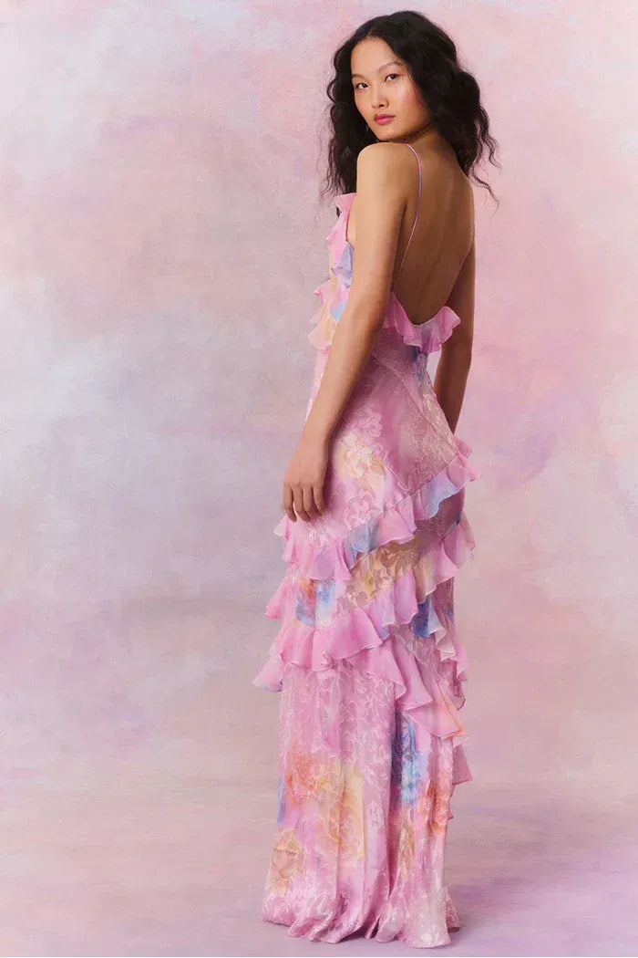 Vienna | Floral Maxi Dress Pink