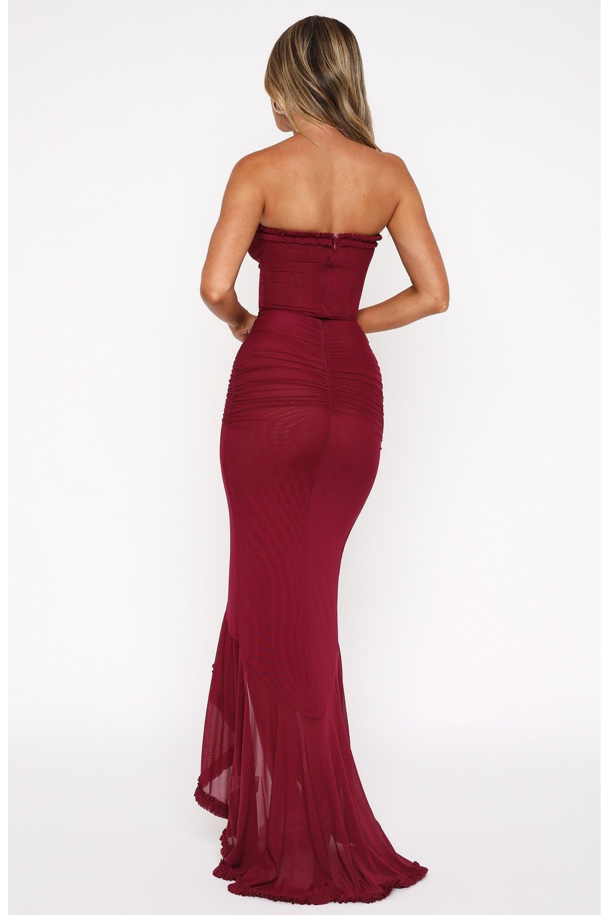 Junie | Ruffle Maxi Dress Wine Red