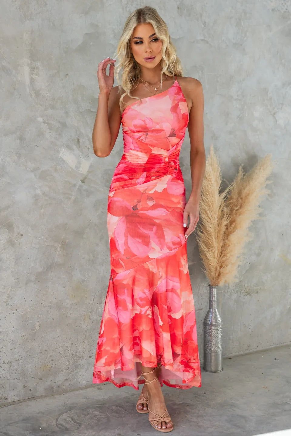 Mila | Floral Maxi Dress Soft Red