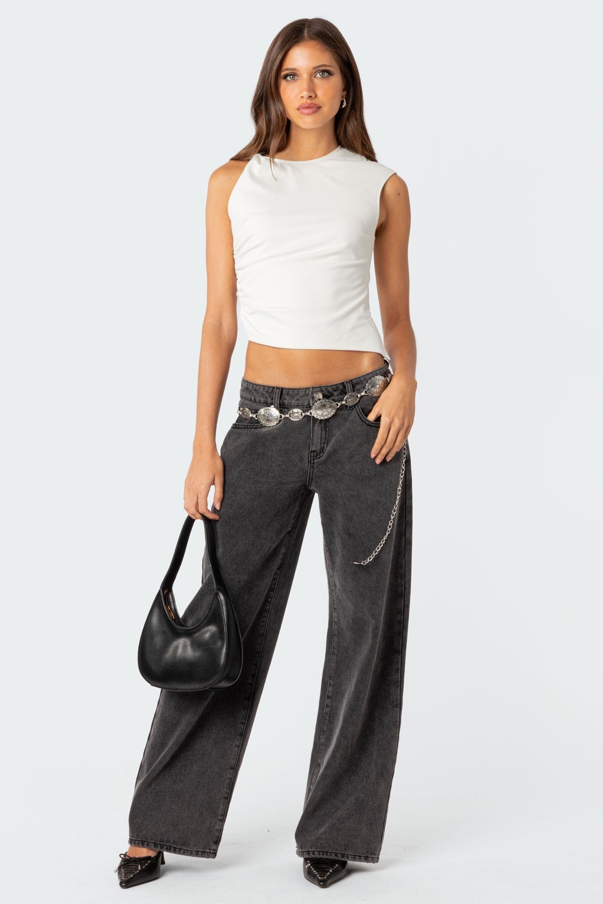Raelynn | Washed Low Rise Jeans Washed Black