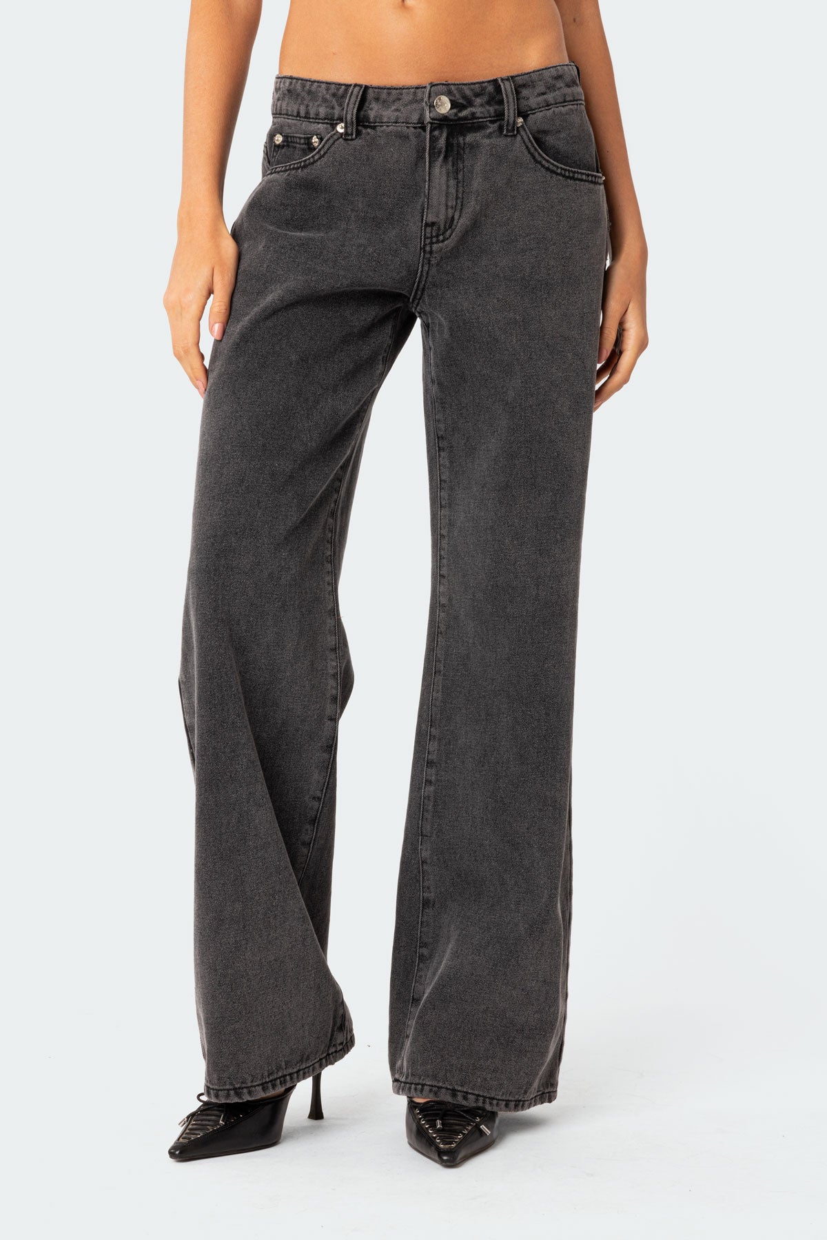 Raelynn | Washed Low Rise Jeans Washed Black