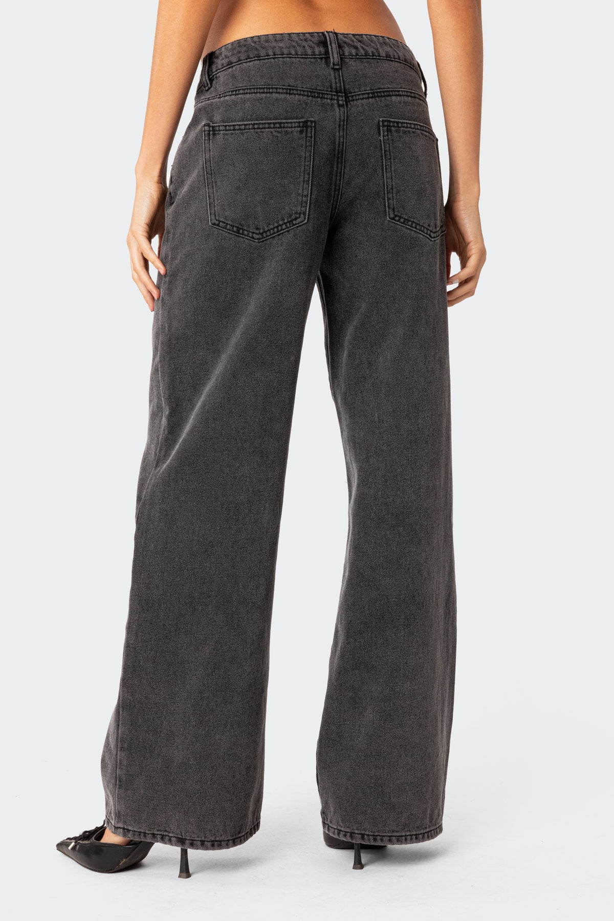 Raelynn | Washed Low Rise Jeans Washed Black