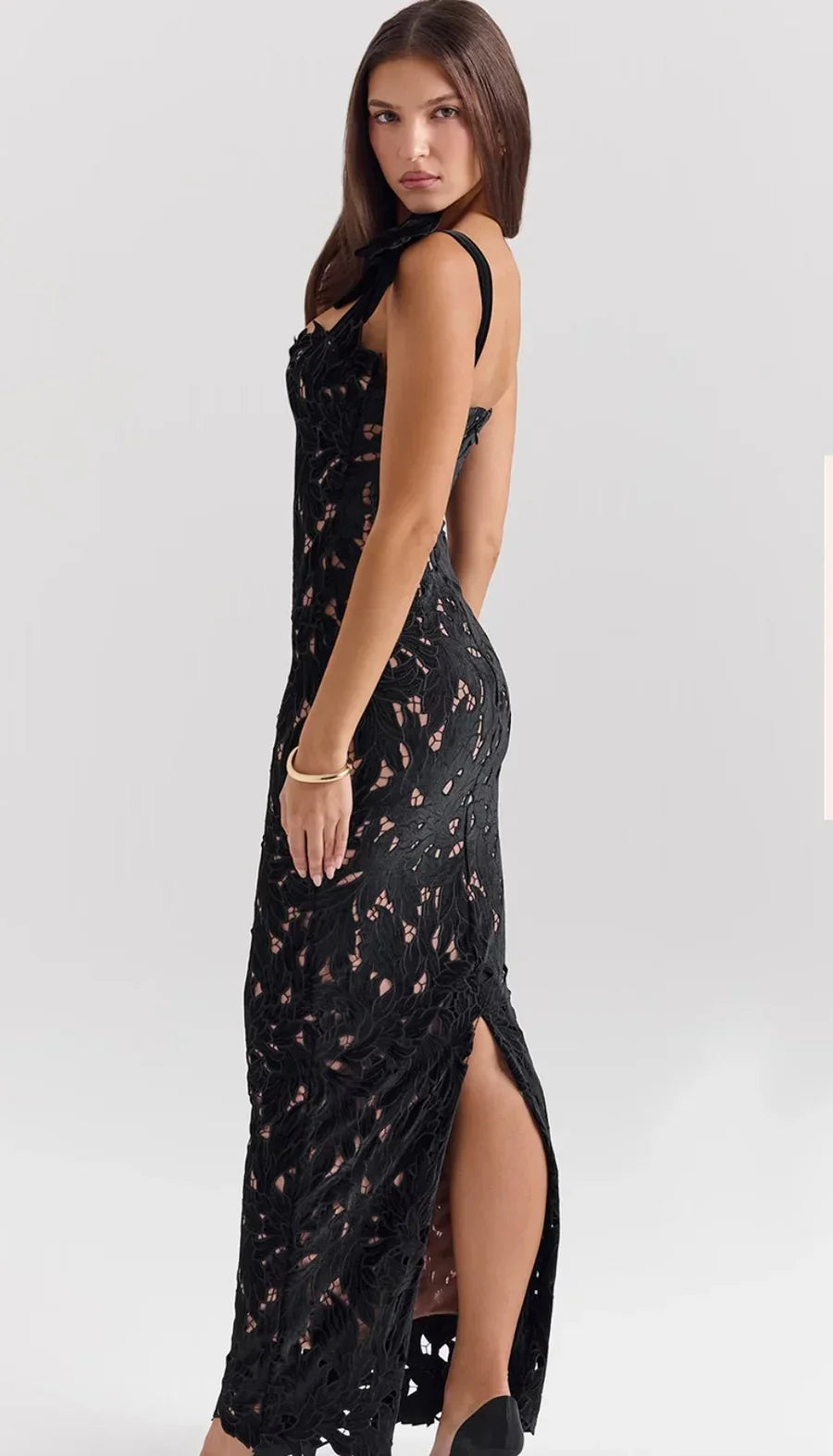 Milena | Floral Maxi Dress Black