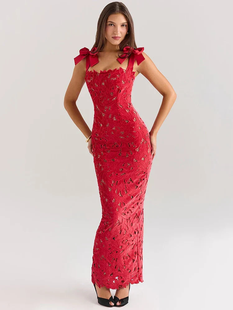 Milena | Floral Maxi Dress Red