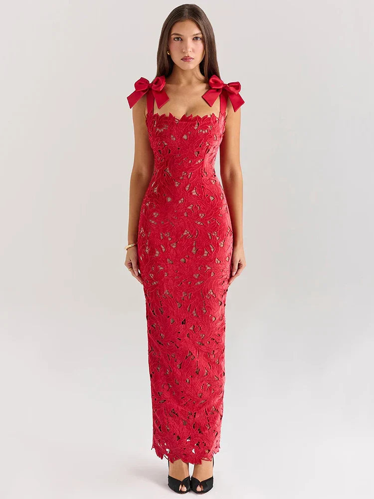 Milena | Floral Maxi Dress Red