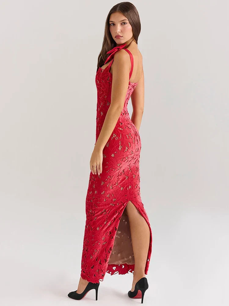 Milena | Floral Maxi Dress Red