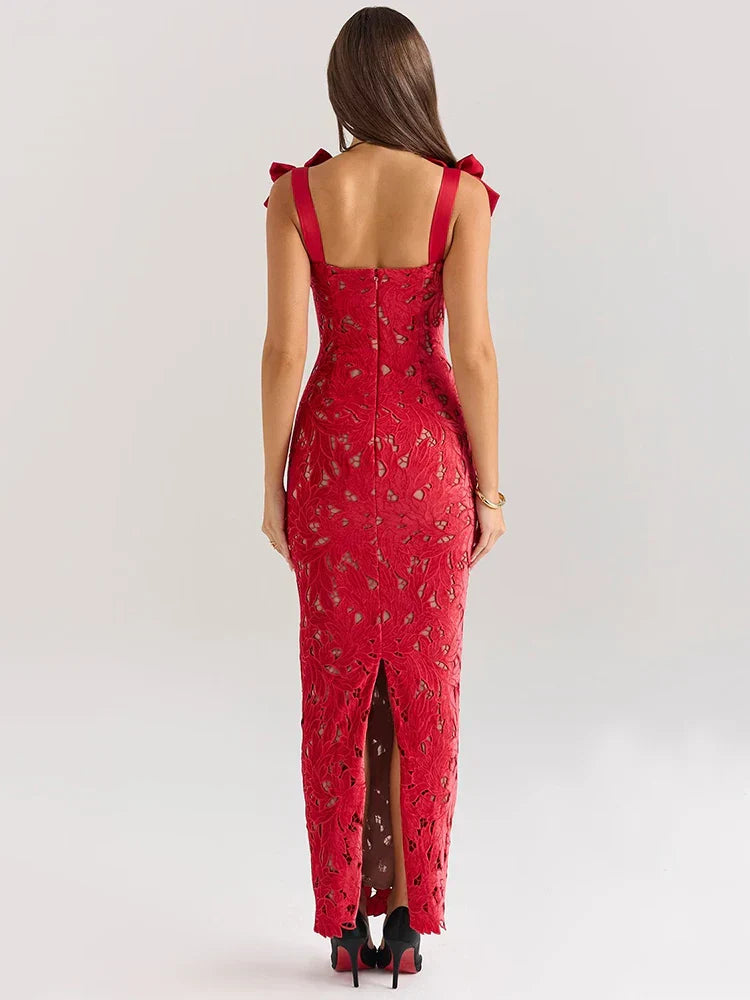 Milena | Floral Maxi Dress Red