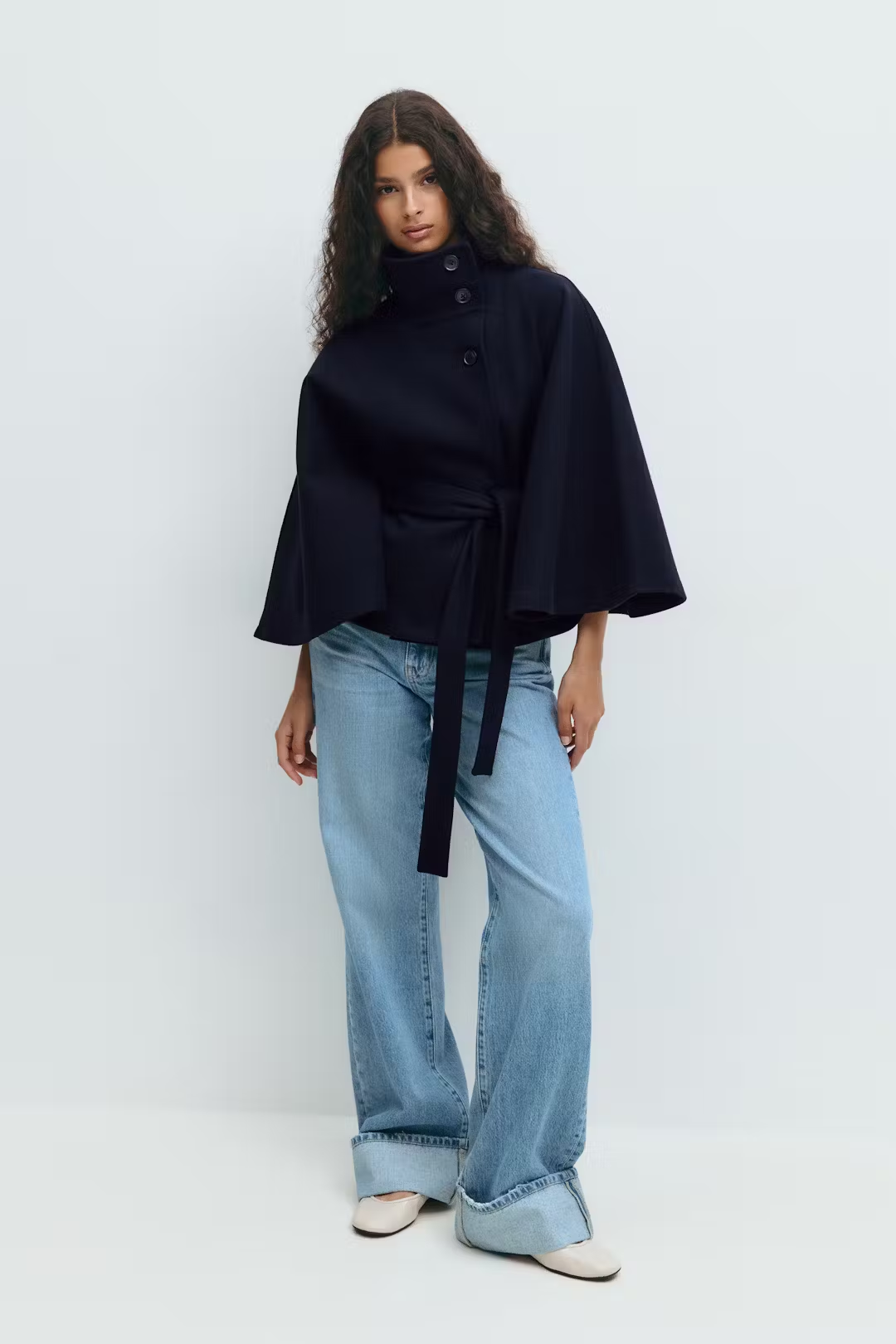 Marcella | Belted Cape Coat Navy