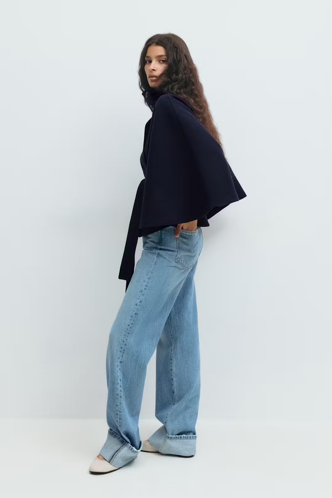 Marcella | Belted Cape Coat Navy