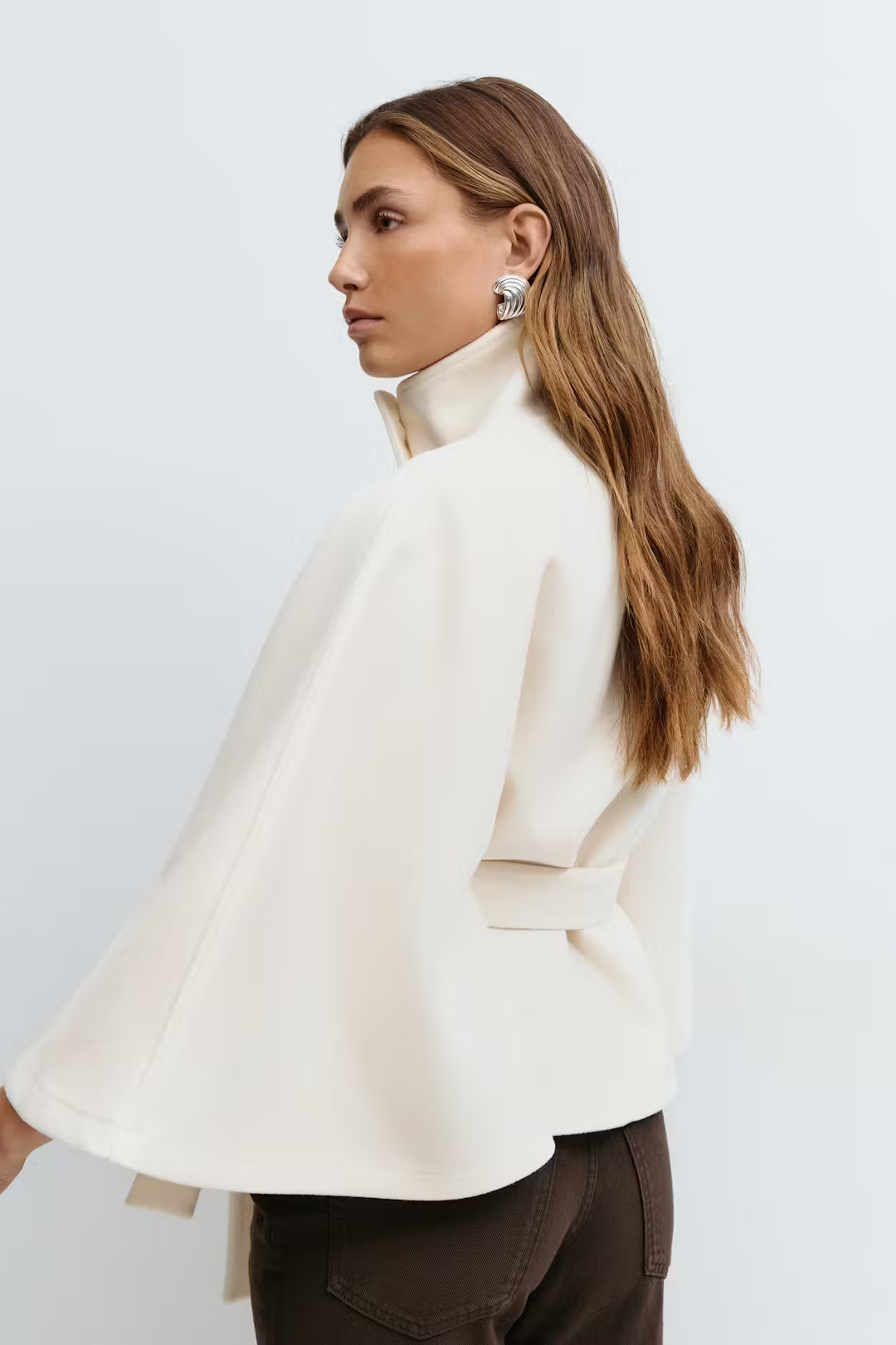 Marcella | Belted Cape Coat Creamy White