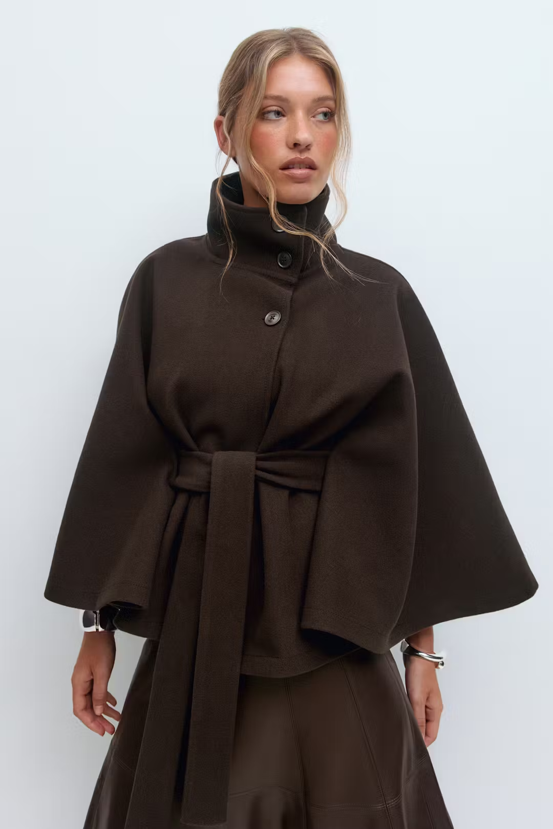 Marcella | Belted Cape Coat Coffee