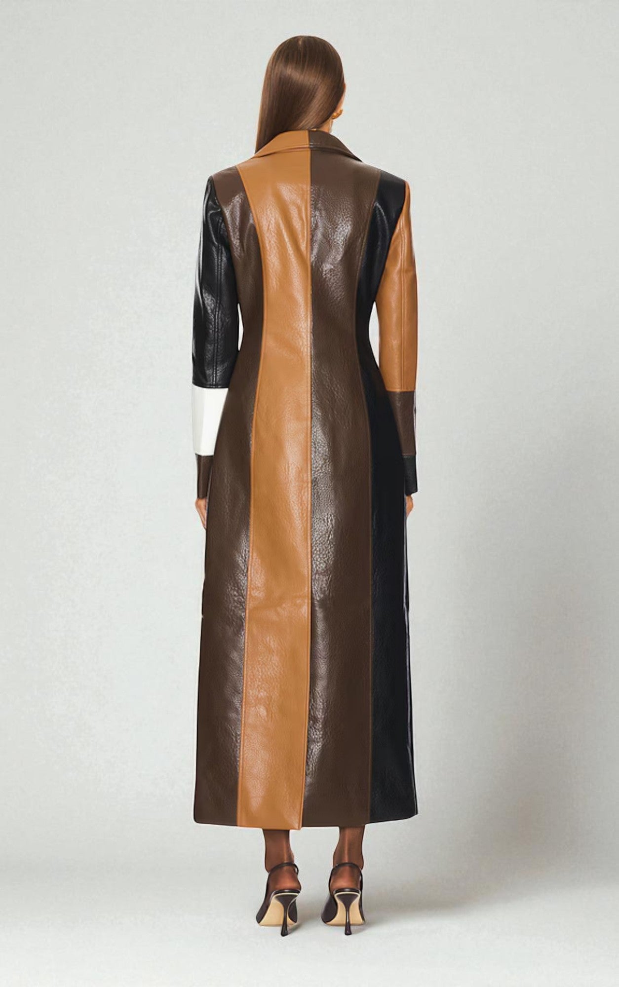 Rosaline | Mosaic Leather Coat Brown