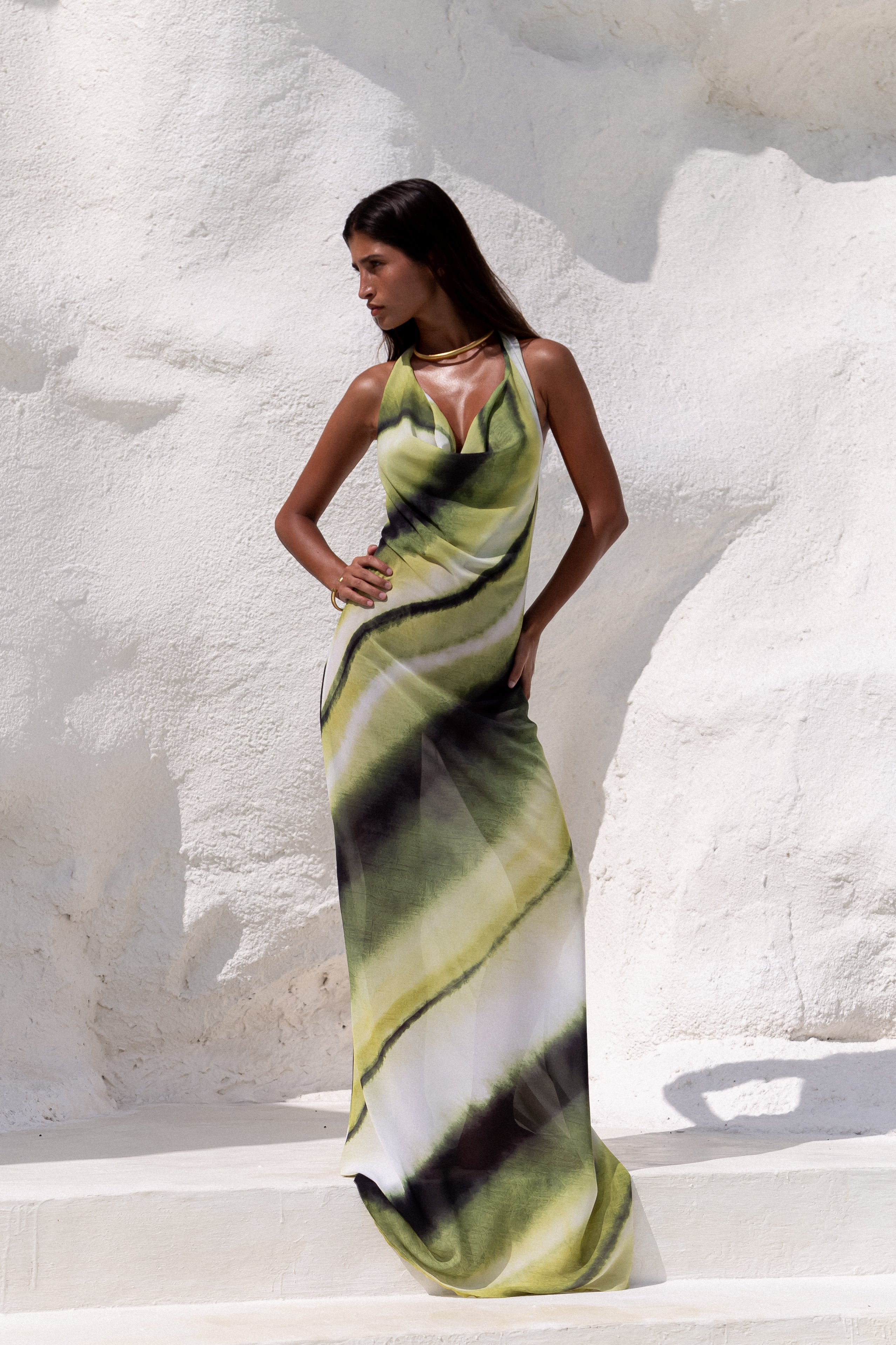 Vida | Multicolor Maxi Dress Green