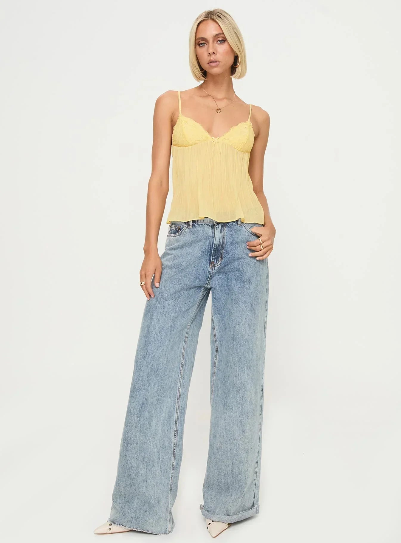 Honeybell | Lace Top Lemon Yellow