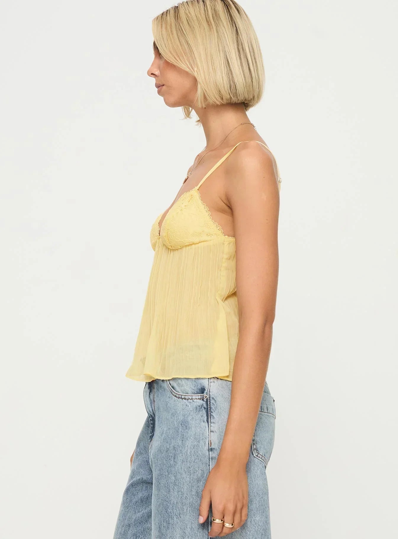 Honeybell | Lace Top Lemon Yellow