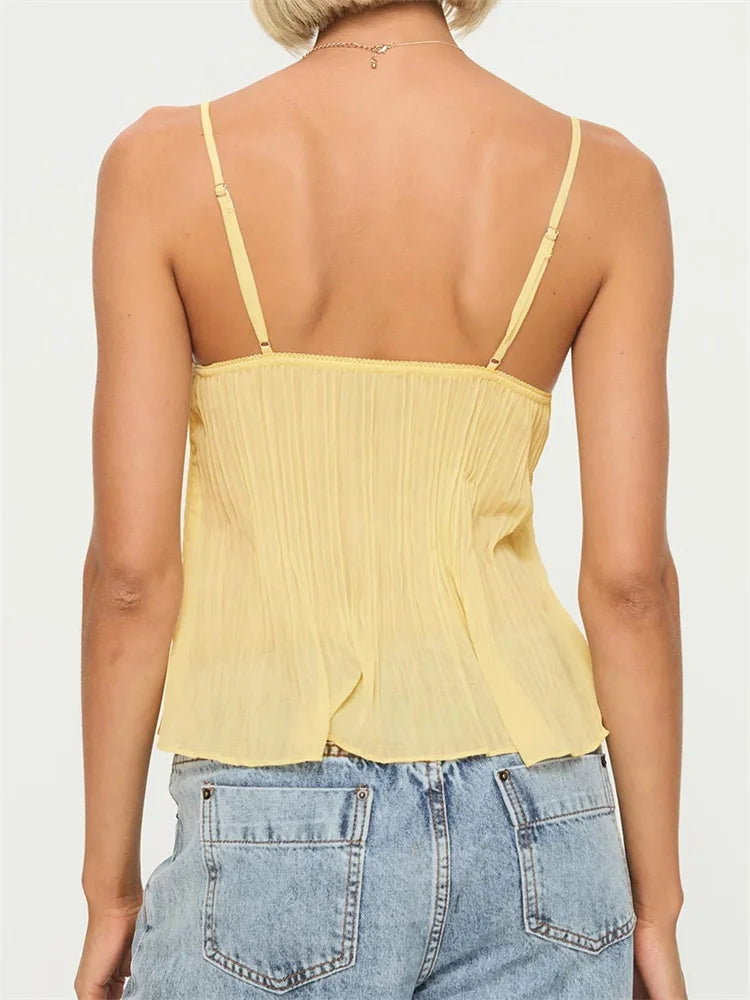 Honeybell | Lace Top Lemon Yellow