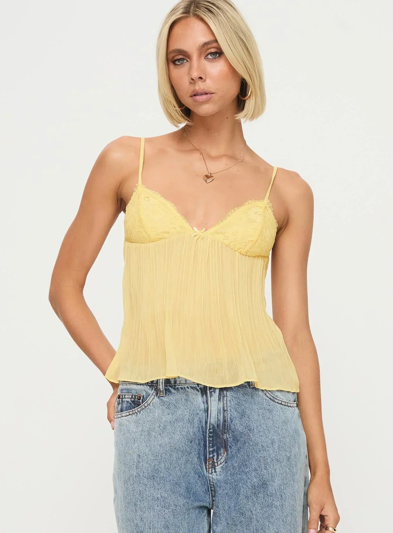 Honeybell | Lace Top Lemon Yellow