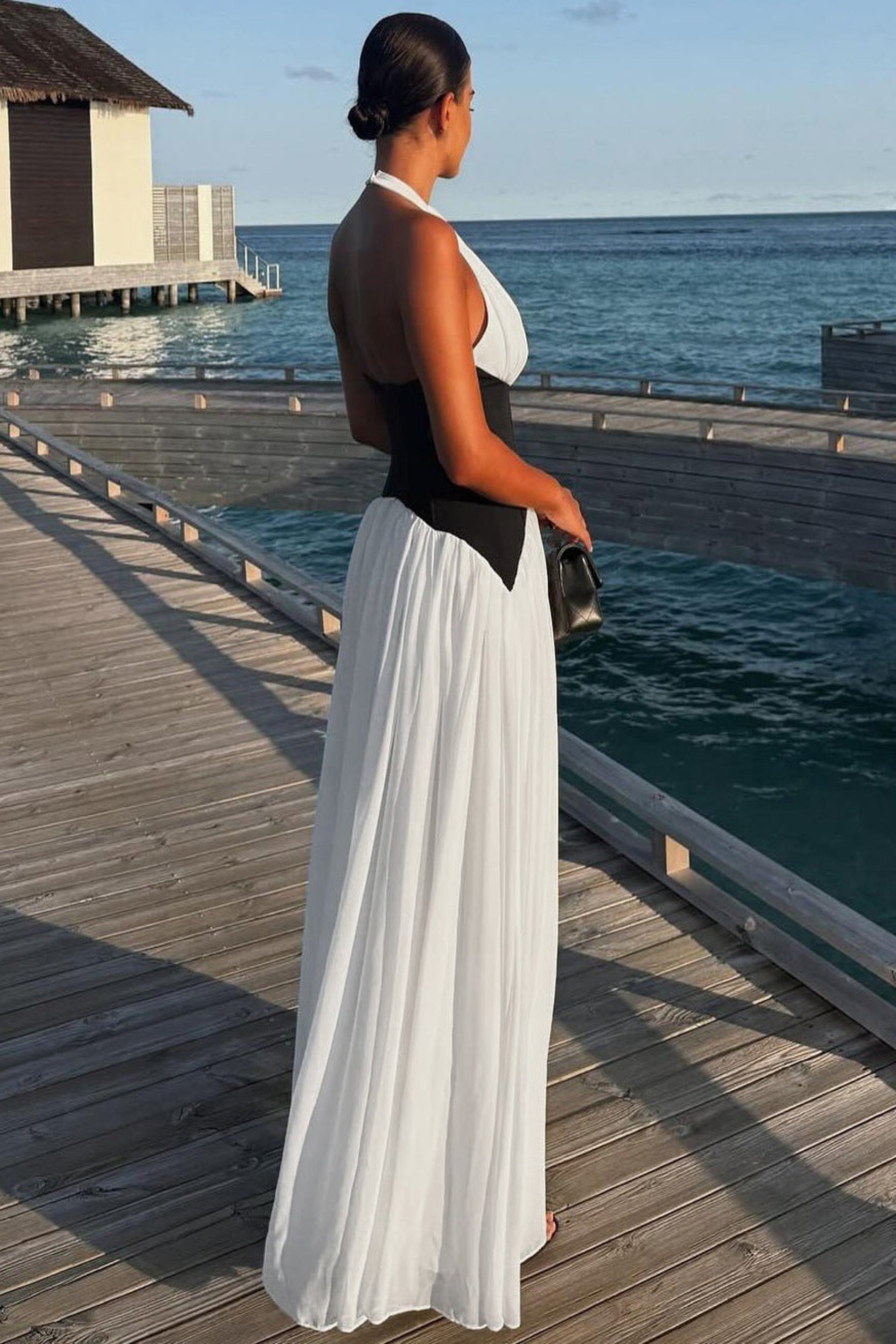 Kaia | Monochrome Maxi Dress Black White