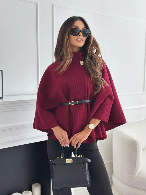 Viviana | Belted Cape Coat Red