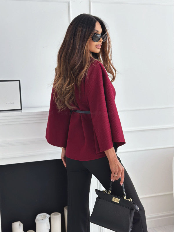 Viviana | Belted Cape Coat Red