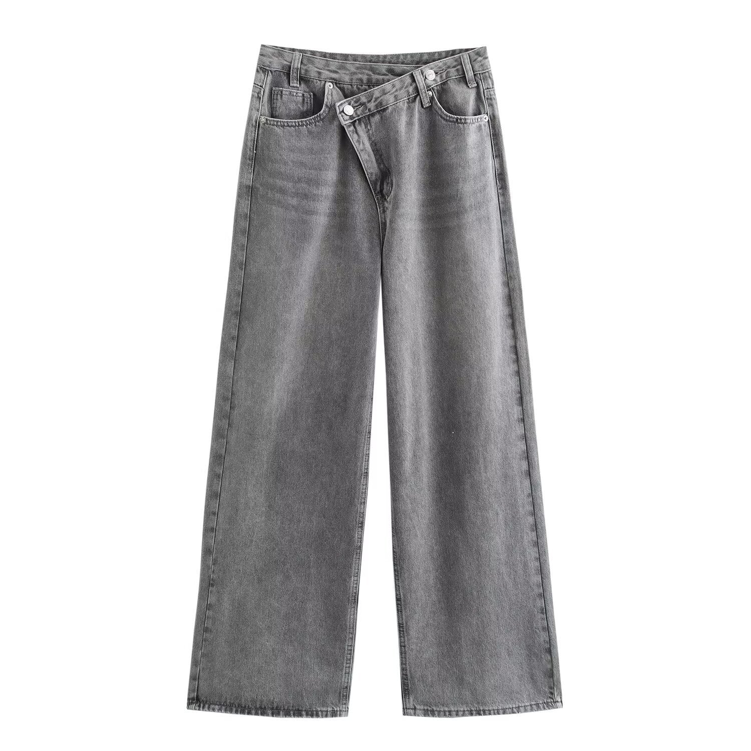 Izzy | Overlapping Waistband Jeans Grey