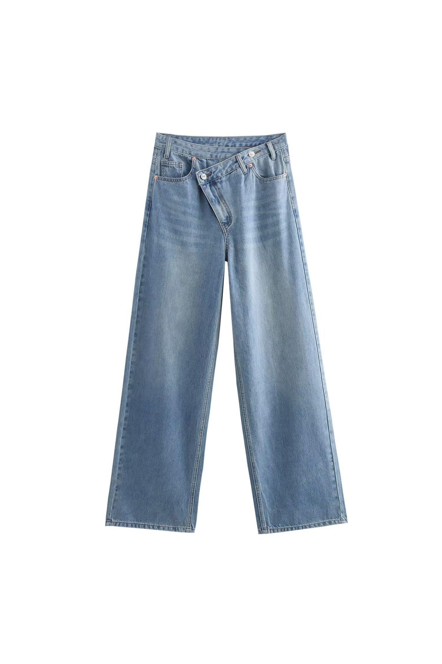 Izzy | Overlapping Waistband Jeans Light Blue