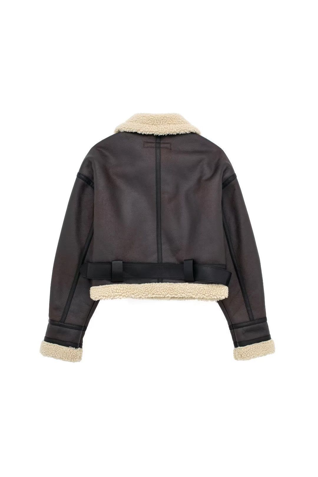 Molly | Leather Fur Coat Mocca