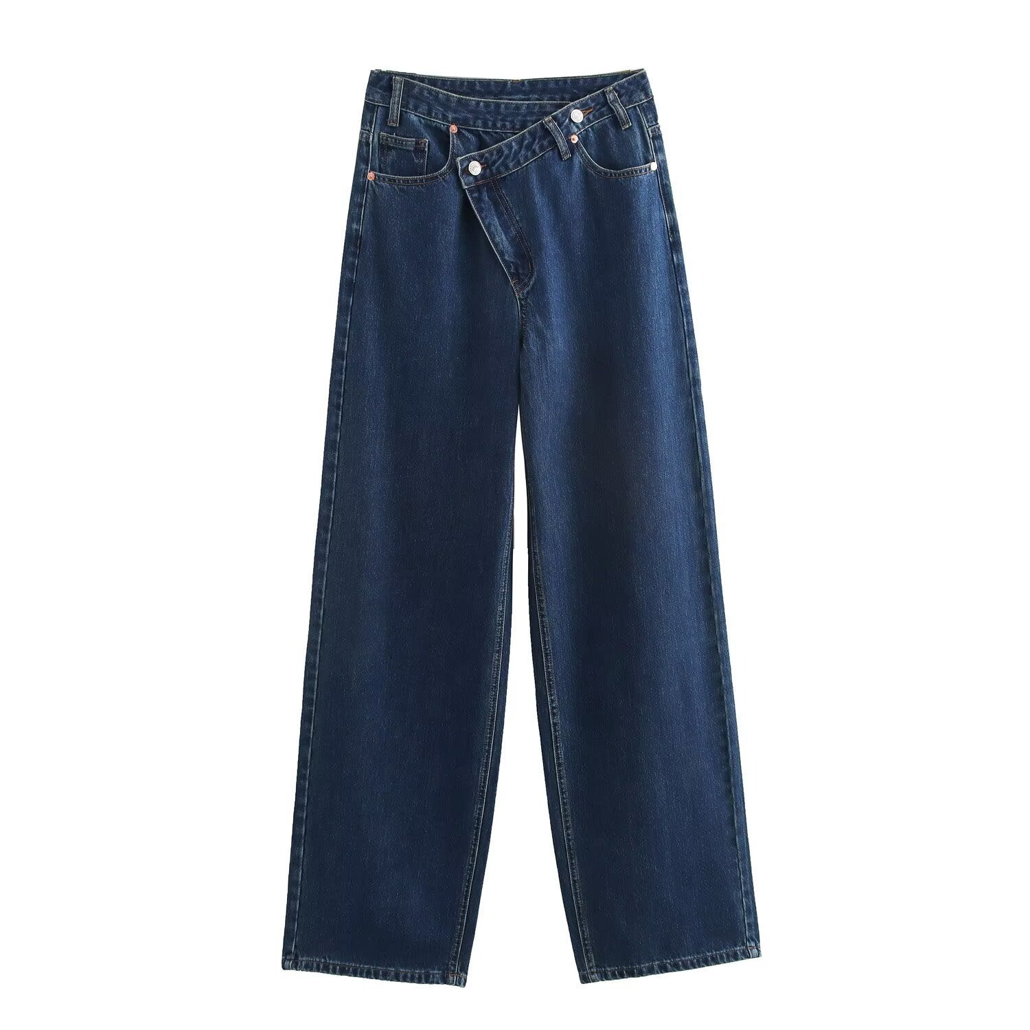 Izzy | Overlapping Waistband Jeans Dark Blue