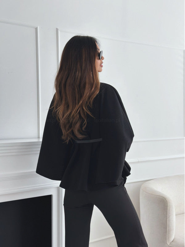 Viviana | Belted Cape Coat Black
