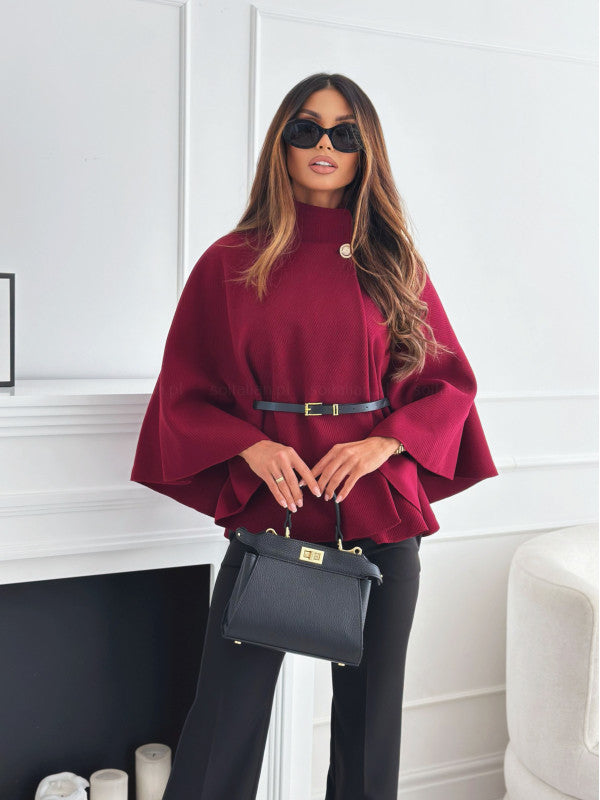Viviana | Belted Cape Coat Red