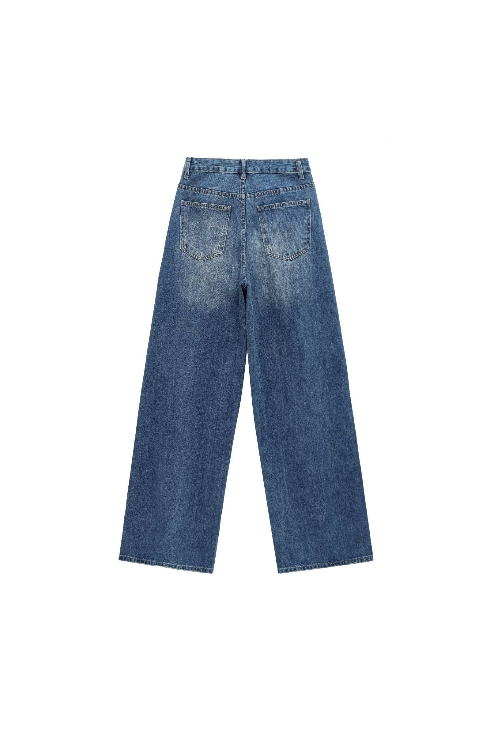 Izzy | Overlapping Waistband Jeans Washed Blue