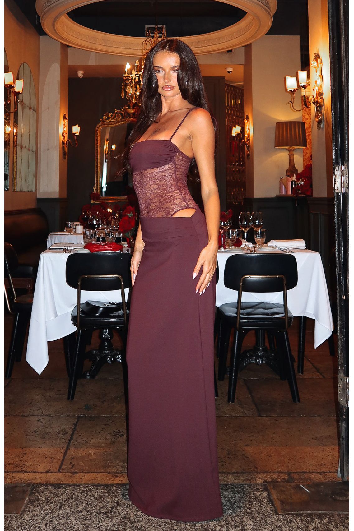 Sabrina | Elegant Maxi Dress Wine Red