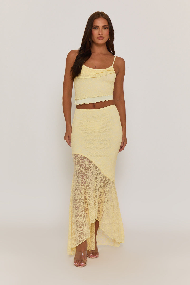 Claire | Mesh Two-Piece Set Yellow