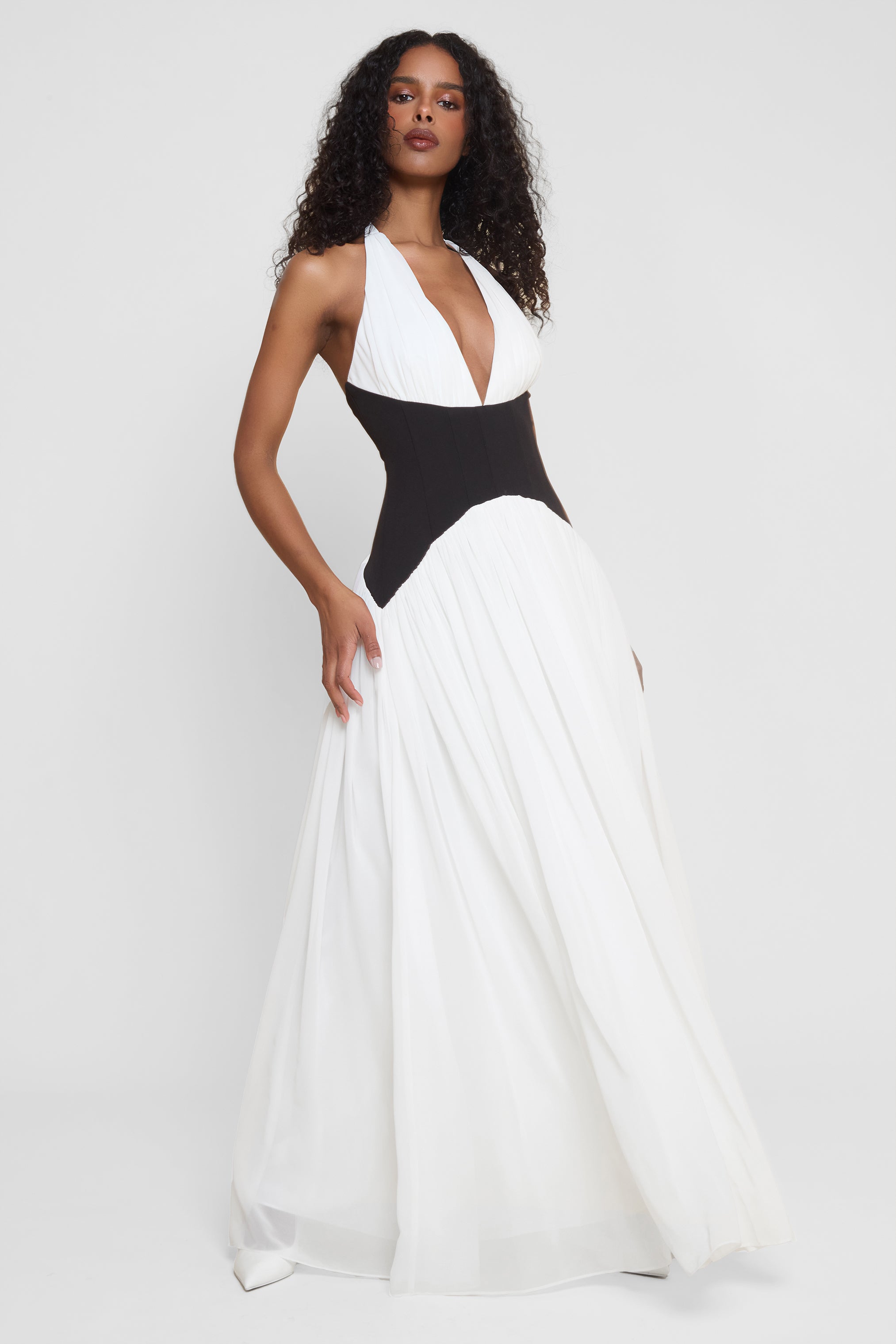 Kaia | Monochrome Maxi Dress Black White